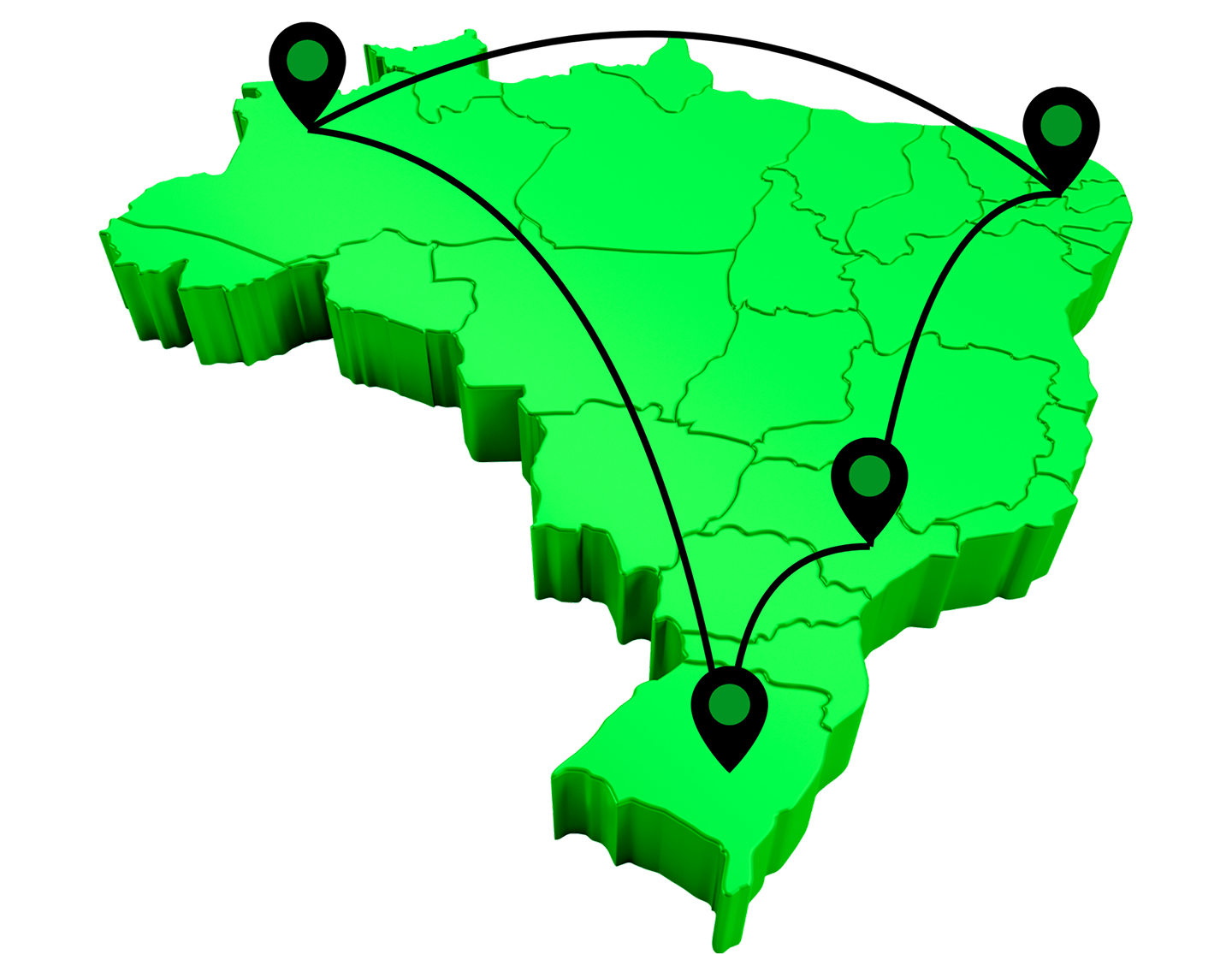 Mapa do Brasil representando a área de cobertura nacional da Unalog